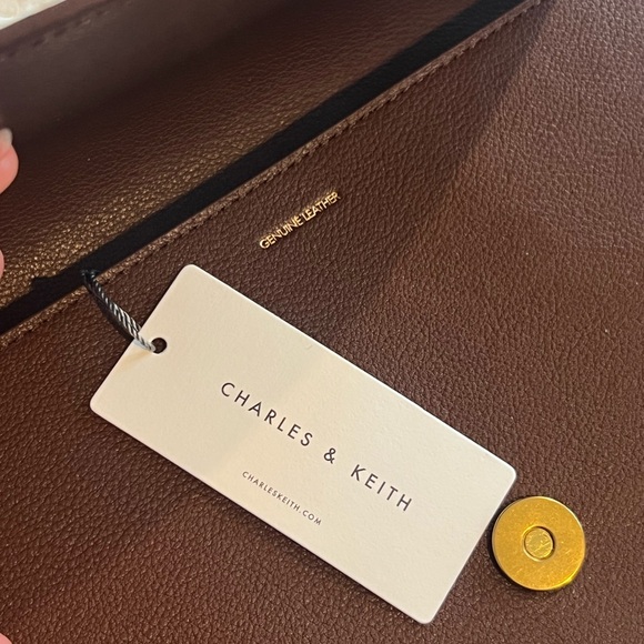 Charles & Keith Brown Shoulder Bag with Gold Accents - Picture 5 of 7